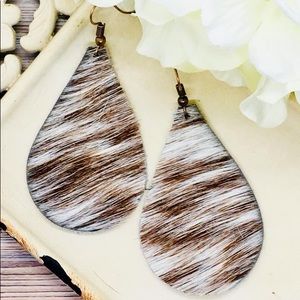 Premium cow hide leather tear drop earrings